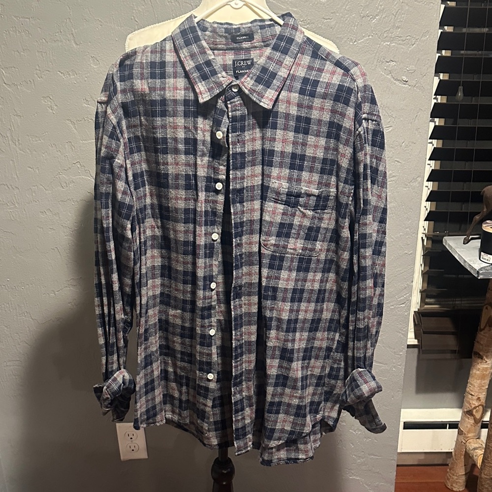 J. Crew Men's Casual Navy Checkered Shirt